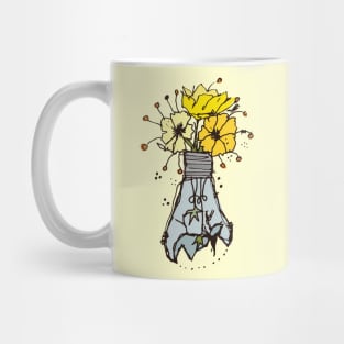 Light bulb with yellow flowers sketch 2 Mug